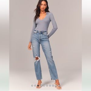 Abercrombie & Fitch Dad Jeans, size 4 / 27, Light Ripped Wash